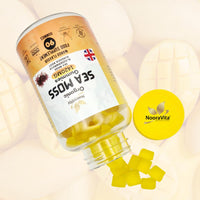 NooraVita Supplements & Skincare NooraVita Organic Sea Moss Gummies, 1420mg with Bladderwrack and Burdock Root, 90 Mango Flavour Gummies