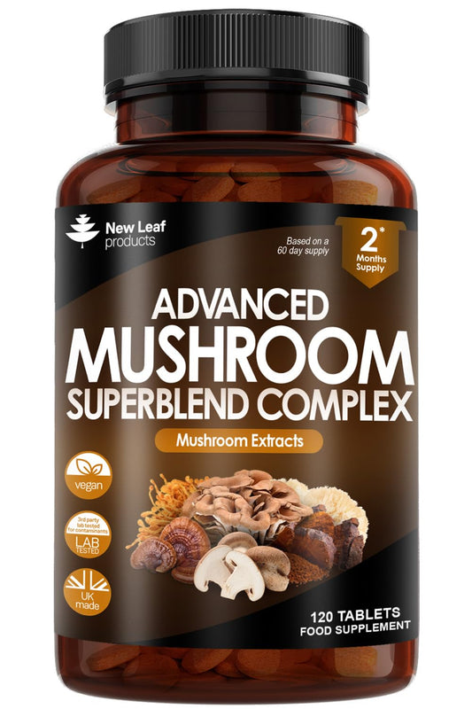 Mushroom Complex - Lions Mane Mushroom Cordyceps Mushroom Chaga Mushroom Reishi Mushroom Shiitake and Maitake Mushroom Blend - High Potency Mushroom Supplement - Made in The UK Made in The UK