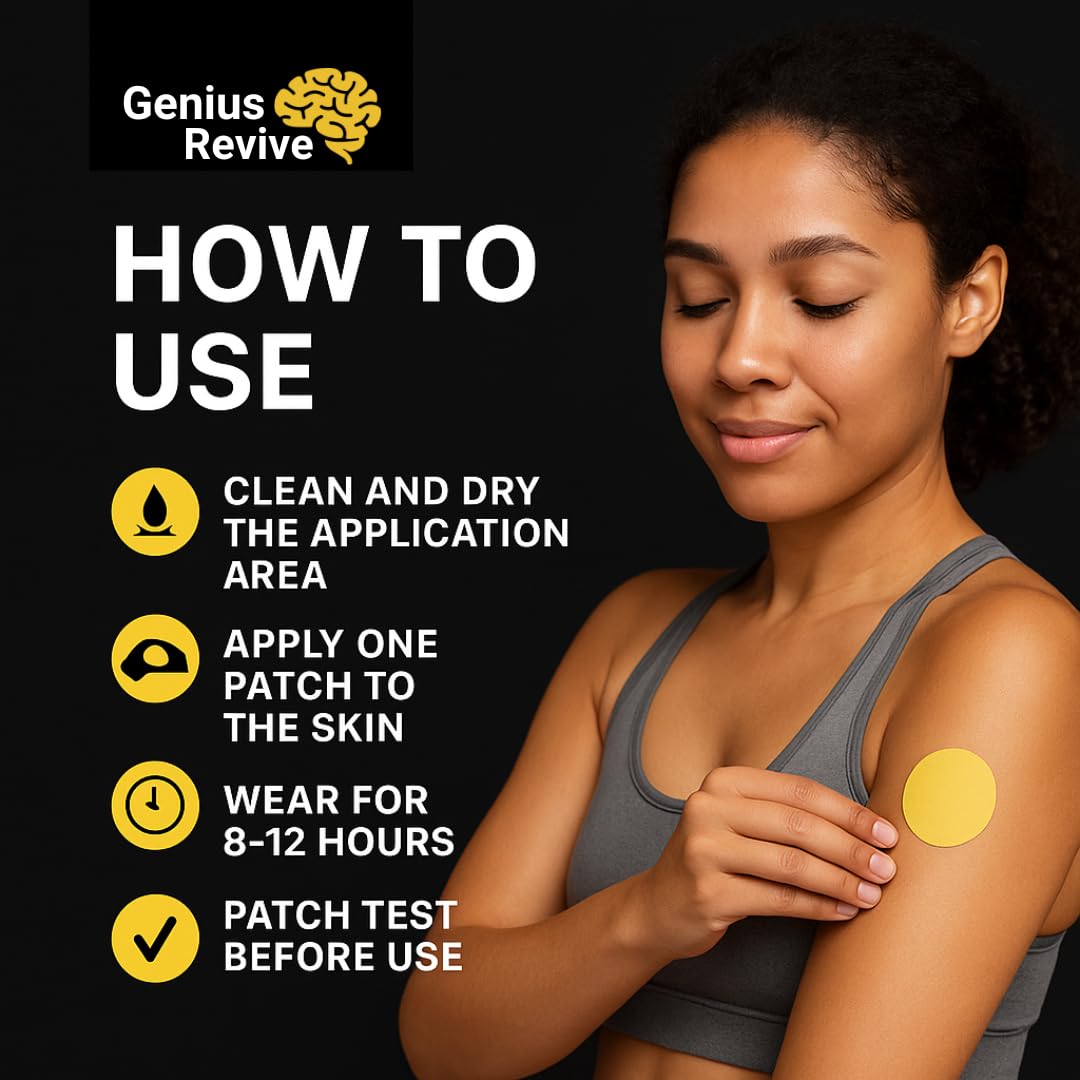 GeniusRevive | Berberine Weightless Patches | Natural Shape & Energy Support | Plant-Powered Blend with Berberine, Vitamins B1-B12, Chromium & Botanicals | 30 Vegan Patches | 1 Month Supply