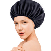 Aquior Shower Cap,Extra Large Triple Layer Bathing Cap with Dry Hair Function for Women Microfiber Terry Cloth Silky Satin 100% Waterproof Reusable Long Hair Bath Caps