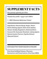 Vitamin D Gummies Adults 1000iu | Lemon Flavour | Suitable for Vegetarians Children Over 12 Years GMO & Gluten Free