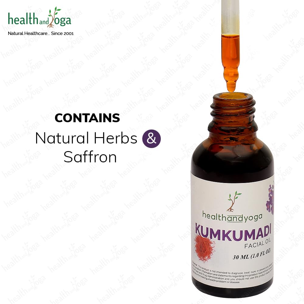HEALTHANDYOGA HealthAndYoga Kumkumadi Face Glow Oil - 100% Ayurvedic - Boosts glow & brightens Skin - Anti-Aging - Reduces dark spots, pigmentation - For all Skin types - 30 ml