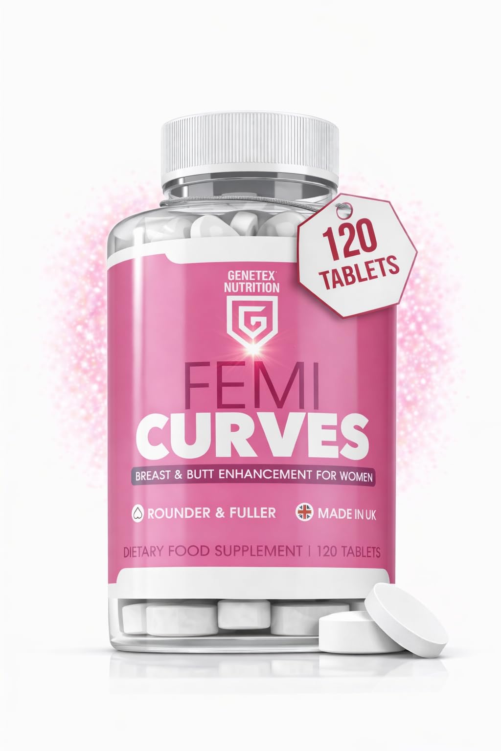 MoovWell Femi Curves Bum & Breast Curves Enhancement Tablets for Women – 120 Tablets for Bigger Curves & Fuller Shape, Natural Ingredients - Bum Enhancement Supplement, Made in UK