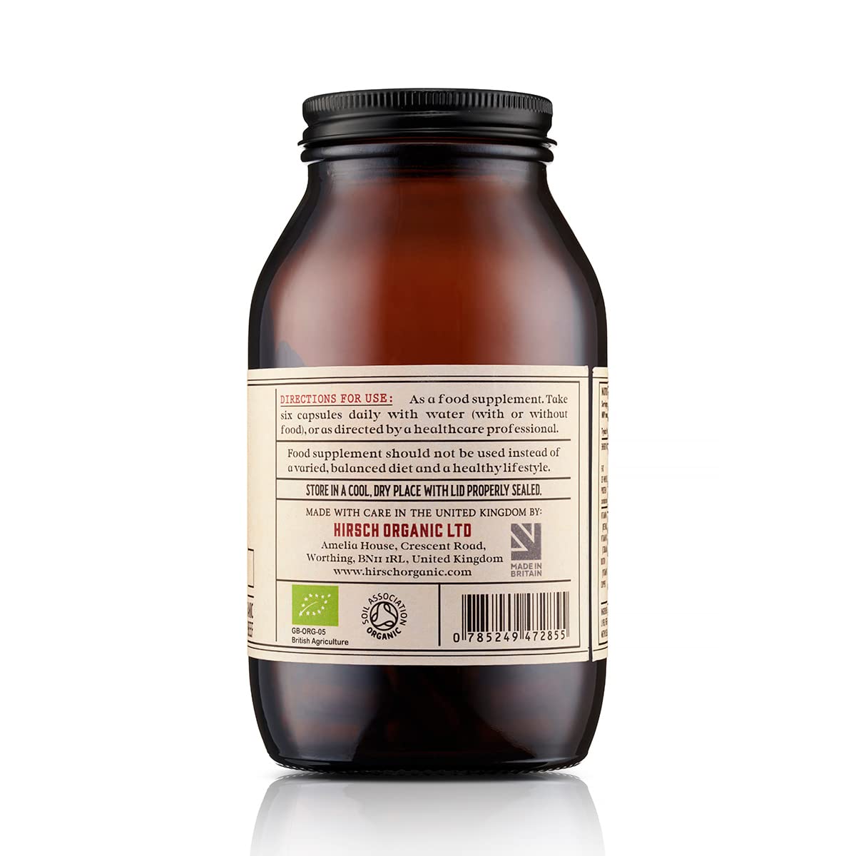 Hirsch Organic Grass Fed Beef Liver Supplement - 100% Certified Organic British Ingredients - Raw Freeze Dried - No Additives - 180 Capsules