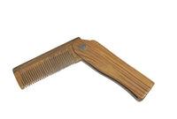 NATURAL NATION Folding Wooden Beard Brush / Hair Comb Pocket Sized Durable Anti-Static Mens Eco Friendly Natural