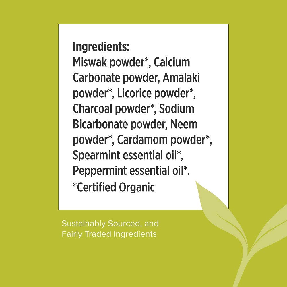 Banyan Botanicals Mint Cardamom Tooth Powder – Ayurvedic Fluoride-Free Toothpaste Alternative with Miswak & Activated Charcoal (from Amla) – 0.75oz, 80+ Uses – Non GMO Sustainably Sourced Vegan