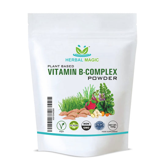 Herbal Magic's Pure & Natural Blend -Vitamin B-Complex Powder - Made from 14 Different Fruits, Vegetables & Herbs UKAS LAB Tested in UK No Fillers/Colors/Preservatives/maltodextrin-100g