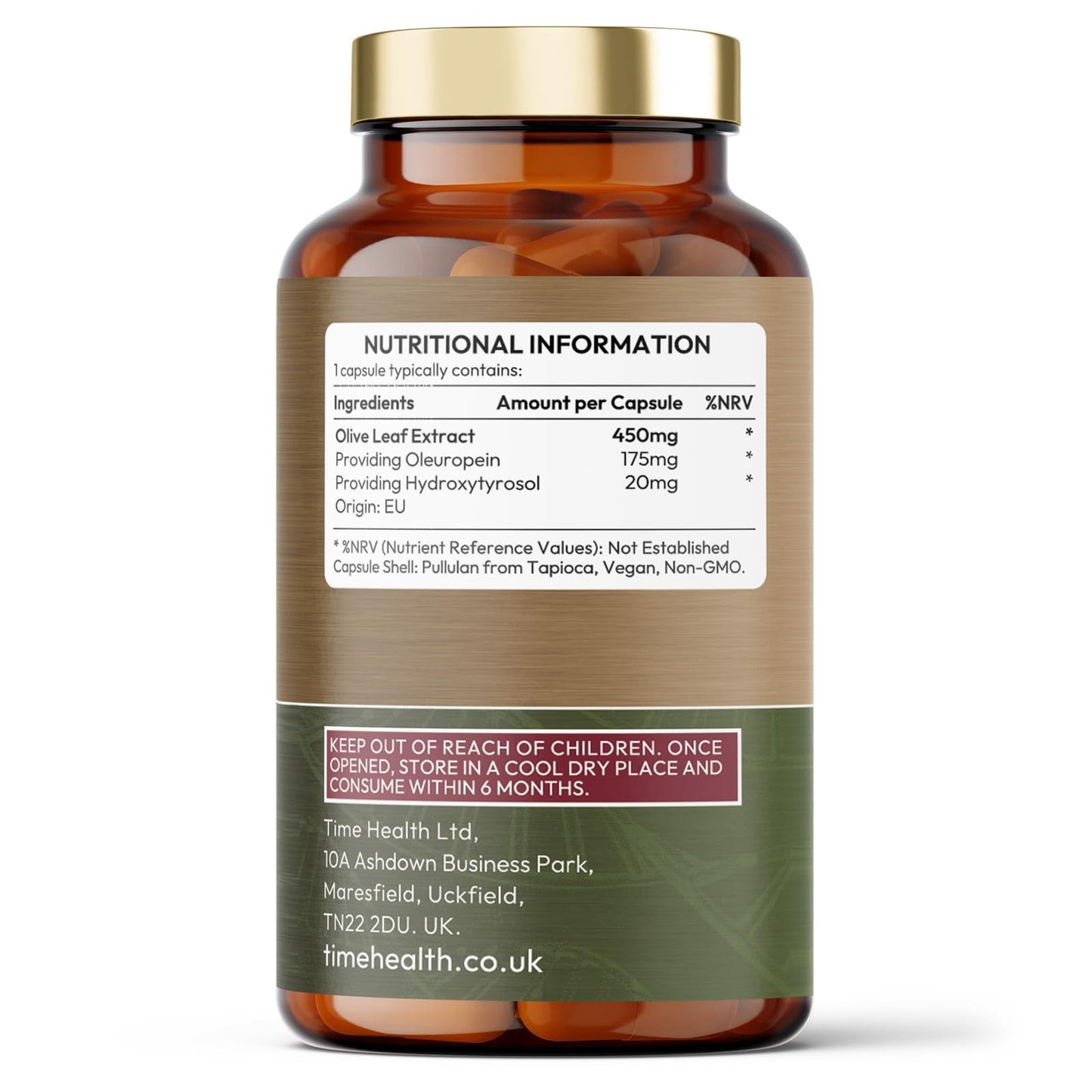 Time Health Olive Leaf Extract - Spanish Source - UK Made - Zero Additives - Pullulan (120 Count (Pack of 1))