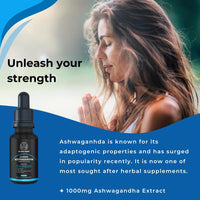 Ashwagandha Liquid 1000mg - 60 Vegan Servings Ashwagandha High Strength Supplement Root Powder Extract - 2 Months Supply - Nootropic - Made in The UK by BLACK HAWK