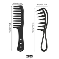 QINCAWIN 2 Pcs Wide Tooth Comb for Curls, Large Teeth Shark Hair Comb, Hair Comb Shark Teeth Hair Hairstyle Tool for Curly Wet Wavy Thick Hair Wigs Barber Salon Curl Comb Women Men(Black)
