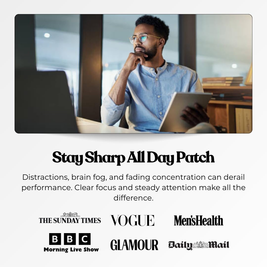 The Patch Collection® - Ultimate Focus & Clarity Patch for Improved Brain Function, Sharpness, Memory | Ginkgo Biloba, Green Tea, B-Vitamins, Magnesium | 8 Hour Focus | Vegan & Latex Free (Pack of 15)