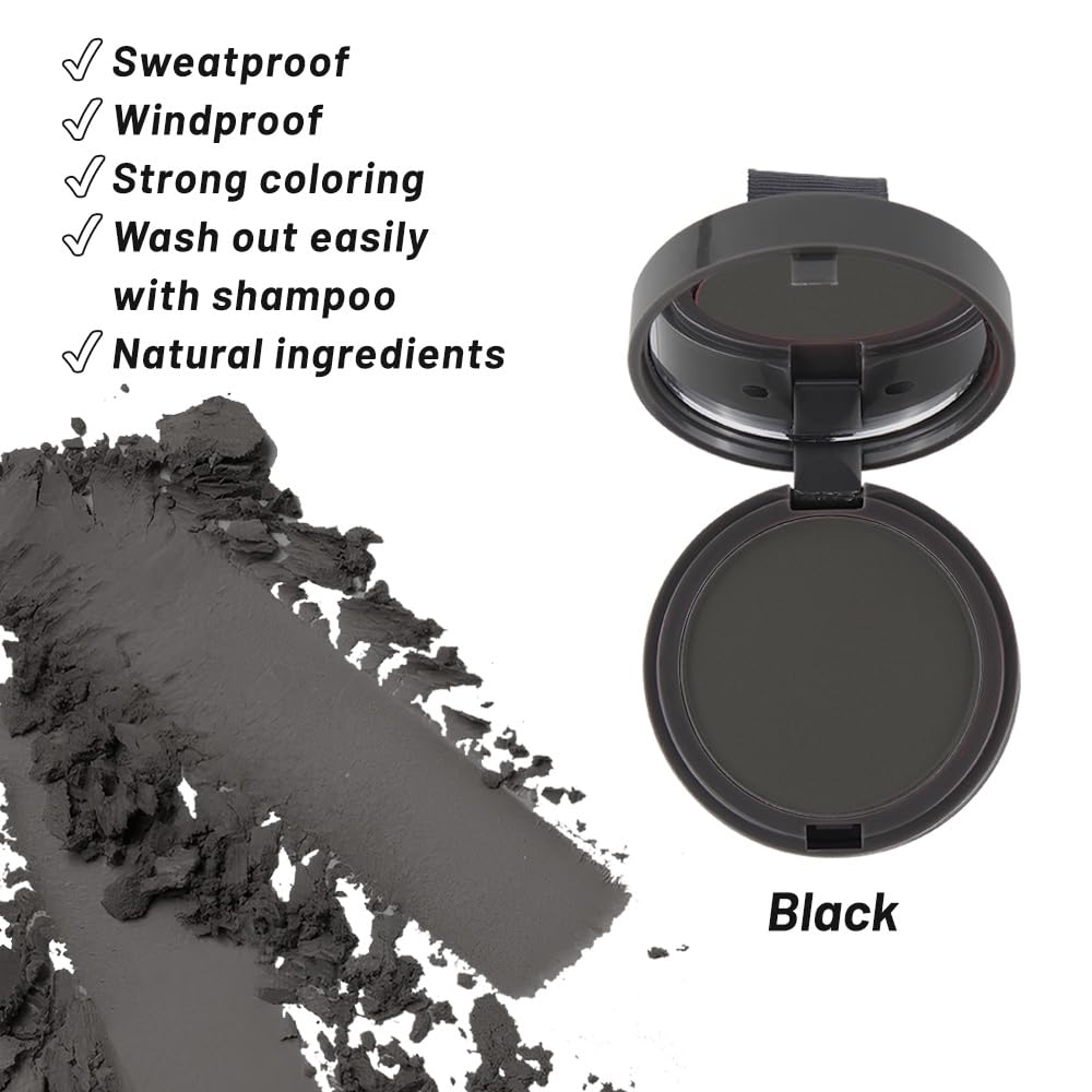 SOVONCARE Hairline Powder Instantly Hairline Shadow Gray Hair Coverage Touch Up Hair Powder for Thinning Hair for Women Hair Root Cover Up Powder (1-Black, 0.14 Ounce (Pack of 1))