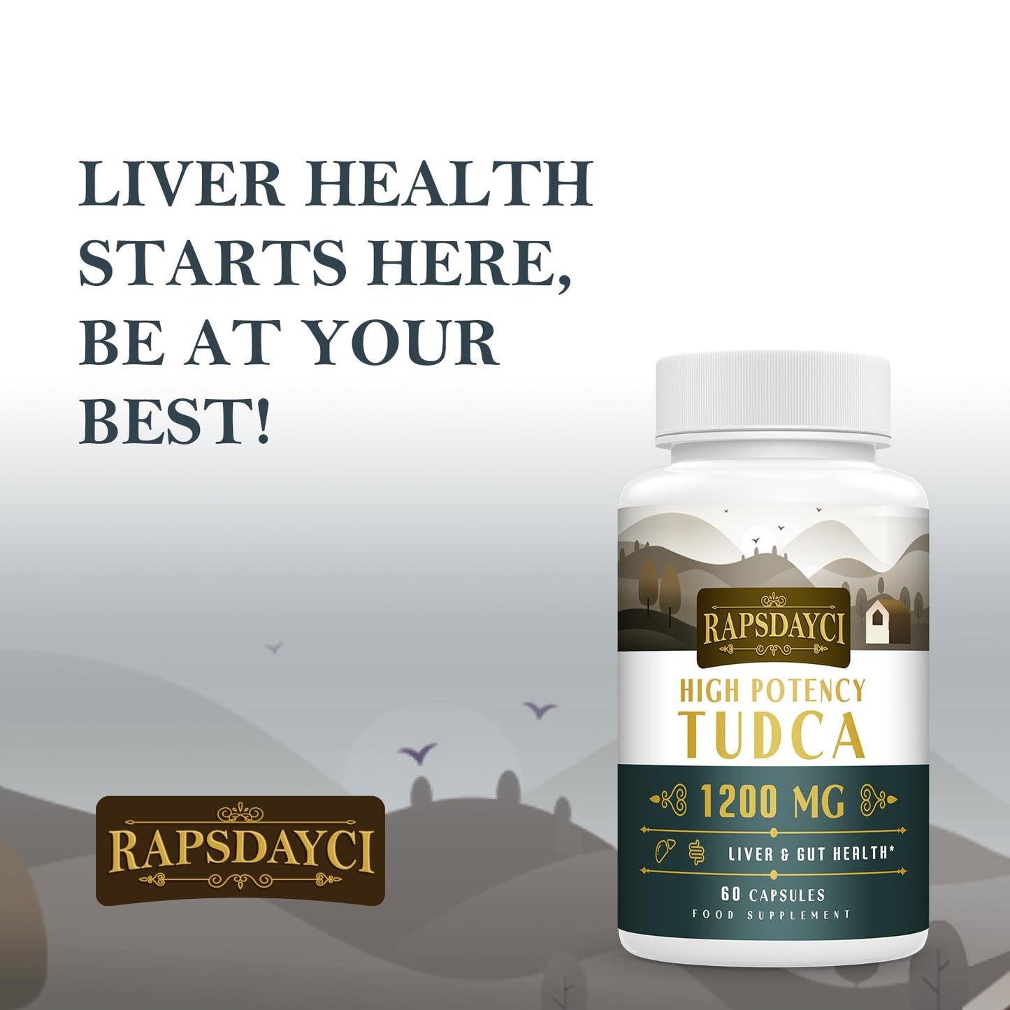 Ultra Strength TUDCA (1200mg Per Serving), 60 Capsules - Tauroursodeoxycholic Acid, Liver Support Supplement, Enhances Proper Bile Production, Boosts Digestion and Immune System Support