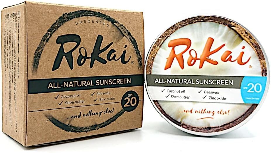 RoKai All-Natural Sunscreen Unscented SPF20 - Only 4 Ingredients, 100% Natural and Organic, Non-Toxic, Non-Nano, Chemical-Free, Perfect for Sensitive Skin (Unscented, 100ml), Recyclable Packaging
