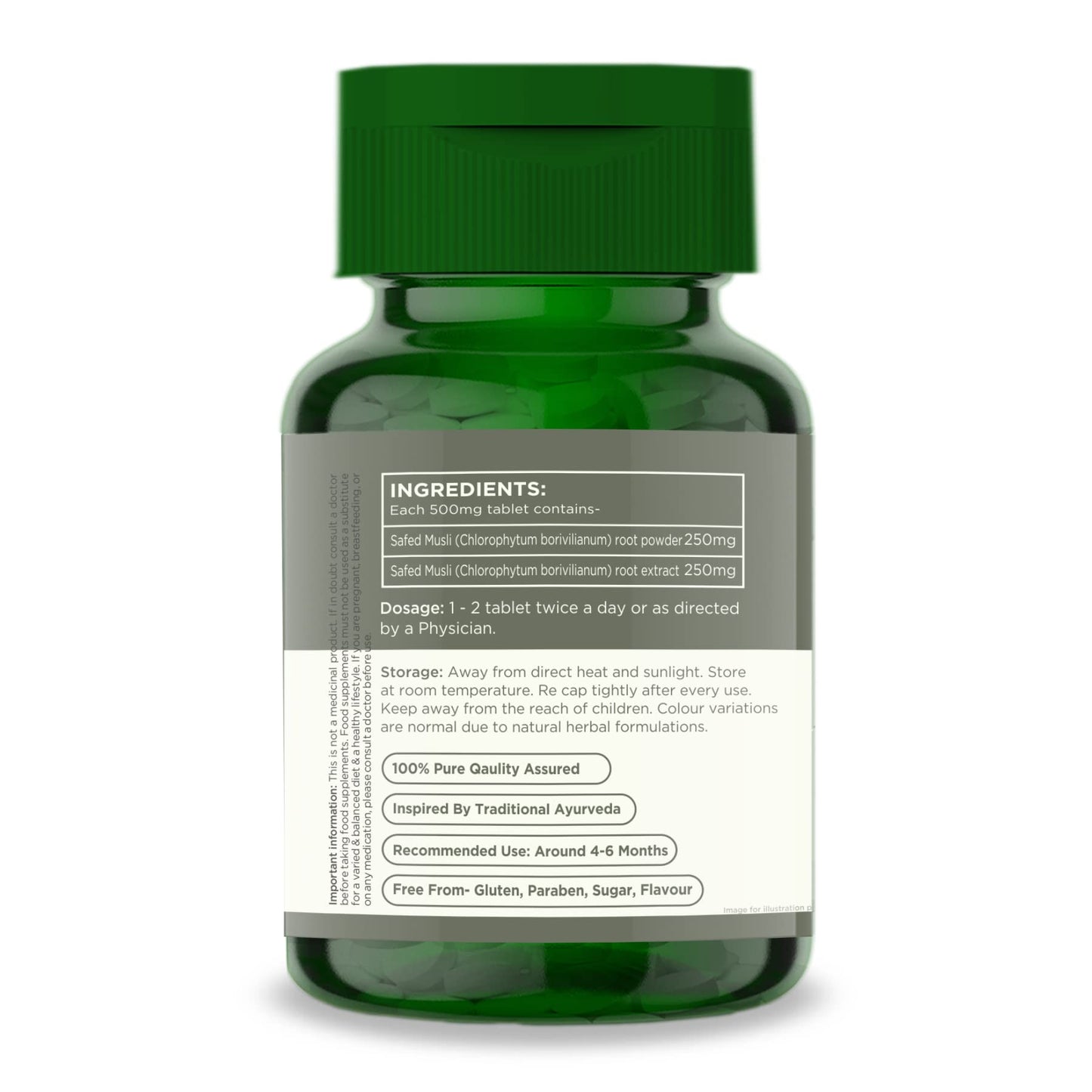 ARYAN HERBALS Aryan Herbals Safed Musli (Indian Spider Plant) 60 Tablets of 500 MG