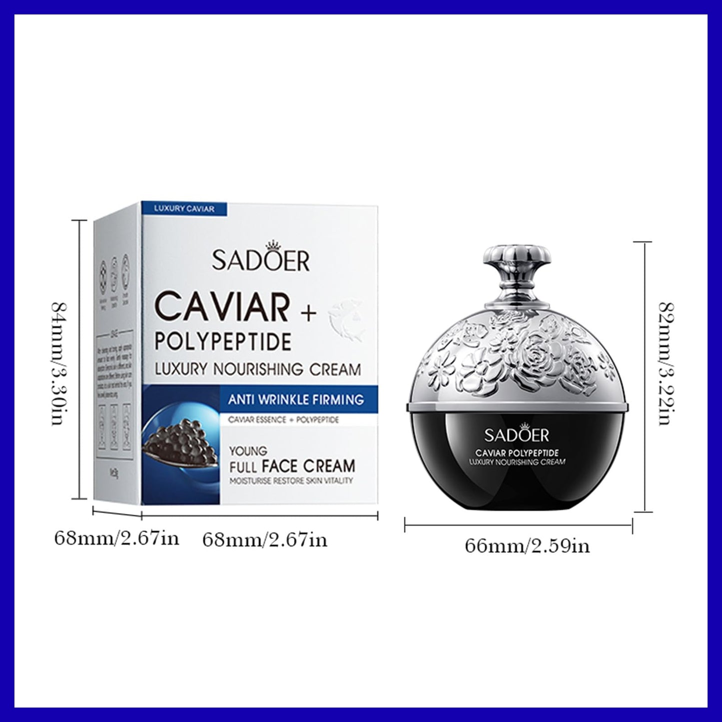 Caviar DNA Sodium Luxury, Nourishing Cream, Anti-wrinkle, Luxury Cream, Sodium DNA Fixed & Anti-aging, Deep Wrinkles, Moisturizes and Firms the Skin, Caviar DNA Sodium Firming Cream (50ml)