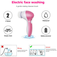 MEITREND Facial Cleansing Brush Face Brush Electric Face Massager Facial Cleansing Spin Brush Set for Gentle Exfoliating,Removing Blackhead Gift Skincare for Teenage Girl(Pink1)