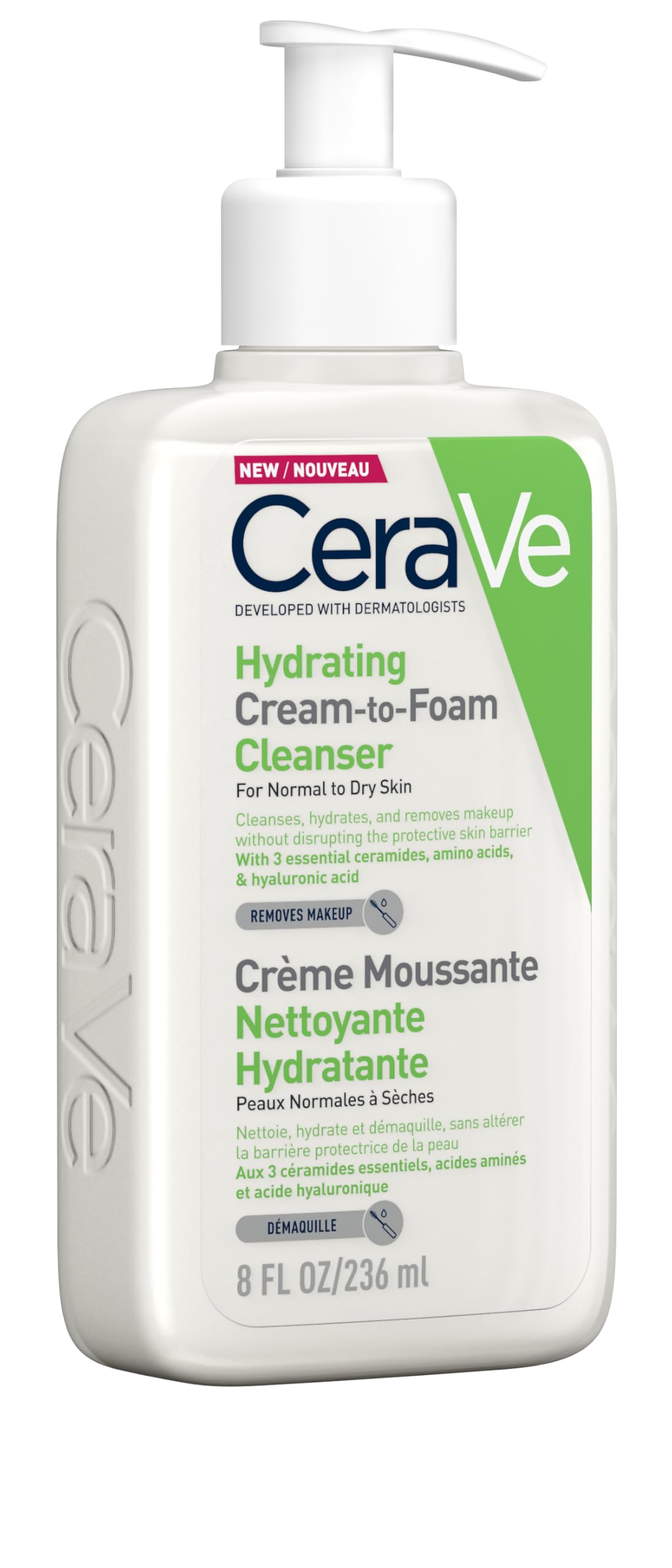 CeraVe Cream-to-Foam Cleanser with Amino Acids for Normal to Dry Skin 236ml