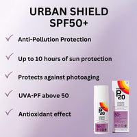 RIEMANN P20 Urban Shield SPF50+ FACE 50g UV Protection Cream, Anti-Pollution, Up To 10 Hours Protection, High Performance UVA-PF Protection Securing Skin Against Future Damage