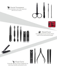 Keiby Citom Manicure Set Nail Set Nail Clipper Kit Professional - Stainless Steel Pedicure Set Nail Grooming Kit of 15pcs with Case for Travel (Black/Red)