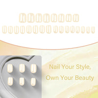 ewku 24Pcs Square Fake Nails French Short, 12 Sizes Full Cover False Nails with glue with Glue Acrylic Nail Kit - Full Cover Glue on Nails for Women Girls Nail Art Manicure Decorations