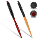 Mozeat Lens Small Round Hair Brush, 2 Pcs Mini Roller Brushes with Stiff Nylon Bristles, Professional Salon Hairdressing Brush for Blow Drying Curly Hair Styling Bangs Lifting Beard Care