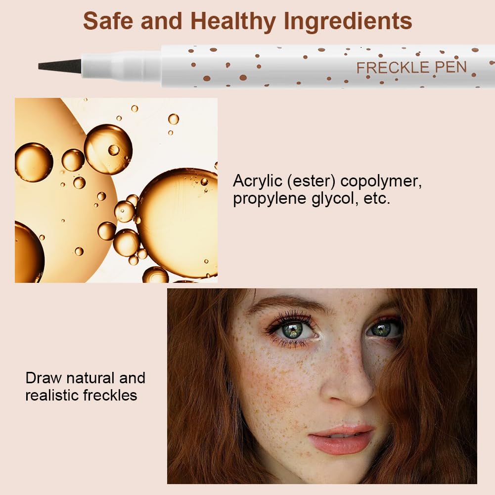 LOPHE Natural Freckle Pen for Face, Ultra-Fine Tip Realistic Freckles Makeup, Waterproof & Long-Lasting, Easy to Use & Remove, Coffee Brown (Slim Barrel), 1 Pc