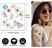 Rosymormor 18 Sheets Glitter Temporary Tattoos for Women Girls, Wings Butterfly Flowers Face Body Shiny Waterproof Stickers Fake Tattoos for Gifts Birthday Party Favors Festival Makeup Halloween