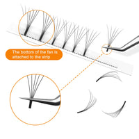 QUEWEL Pre Made Fan Eyelash Extensions 5D 0.10 C Curl 8mm Long Stem Premade Fans Volume Eyelash Extensions Pre Made Russian Volume Eye Lashes Long lasting Pre Fanned Russian Lashes (5D 0.10C 8mm)