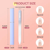 XIPOO Nail File Glass Nail File 3 Pack Premium Glass Nail File with Case Crystal Nail File Professional Salon Manicure Tool for Natural Nails Stocking Fillers for Women and Girls