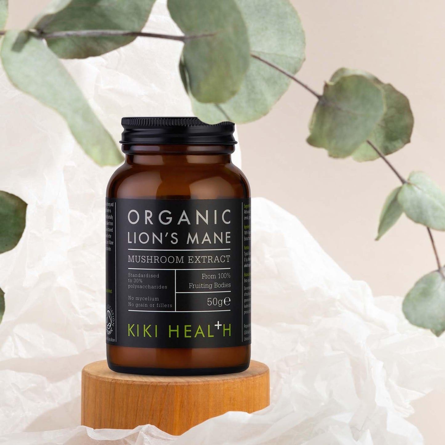 KIKI HEALTH KIKI Health Organic Lion's Mane Extract Mushroom Powder | for Cognition, Memory, Brain Health and Mental Focus | Clarity of Mind | 30% Beta-Glucan Rich Polysaccharides | 100% Fruiting Bodies | 50g