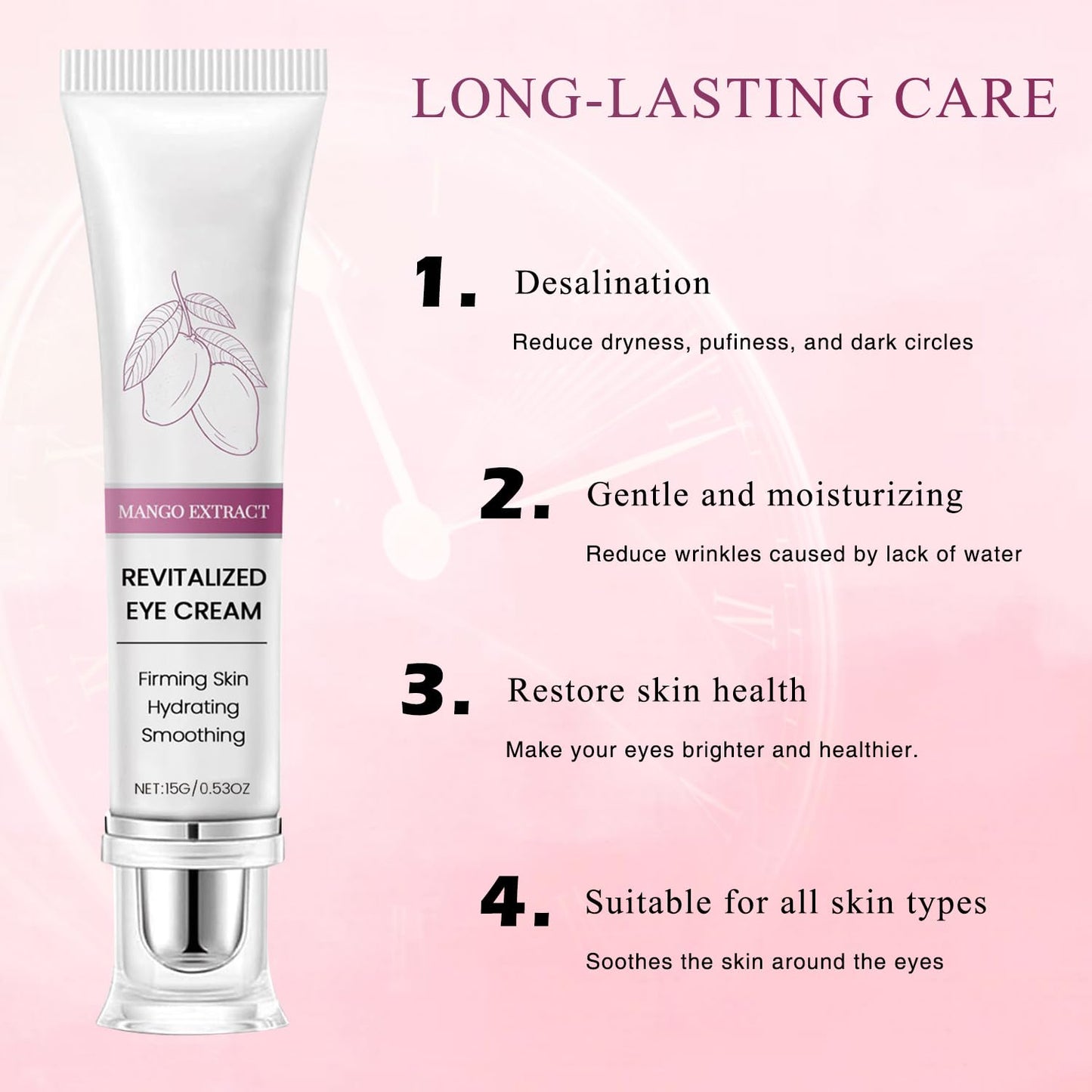 Ninnyi Mango Revitalize Eye Cream, Hyaluronic Acid Repair Cream, Mango Activating and Firming Eye Cream, Removes Eye Bags & Dark Circles