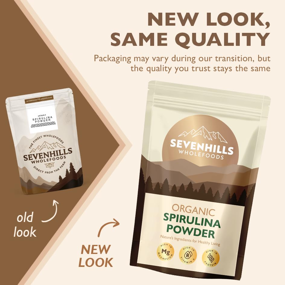 Sevenhills Wholefoods Organic Spirulina Powder 500g | Certified Organic | Nutrient-Dense | 100% Pure & Natural