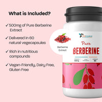 Lifetropics Pure Berberine - 500mg Berberine HCL Supplement - Lab Tested Authentic - Vegan Friendly - 60 Plant-Based Pullulan Capsules