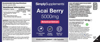 Simply Supplements Acai Berry 2,500mg Capsules | with Vitamin C | Supports Immune System & Collagen Formation | Freeze-Dried Extract | Vegan Friendly | 120 Capsules = 2-Month Supply | UK Made