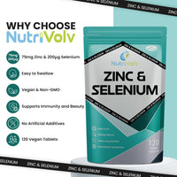 Zinc 15mg & Selenium 200mcg | 120 Tablets | Zinc Picolinate & Selenomethionine (Most Bioavailable Form) | Immune Support | by NutriVolv