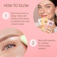 Pixi On-the-Glow SuperGlow | Shade NaturaLustre | Hydrating Highlighter Stick with Ginseng, Aloe Vera & Fruit Extracts | For Cheeks & Brow Bones | 19g / 0.6oz | Paraben-Free Luminous Natural Highlight