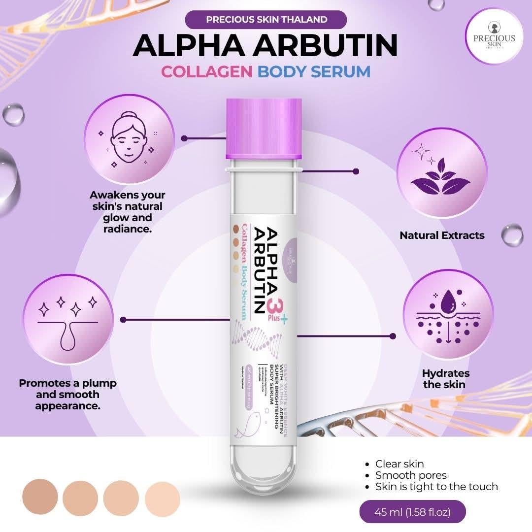 Alpha 3Plus Arbutin Collagen Body Serum, Pink, Super Brightening Body Serum 45ML