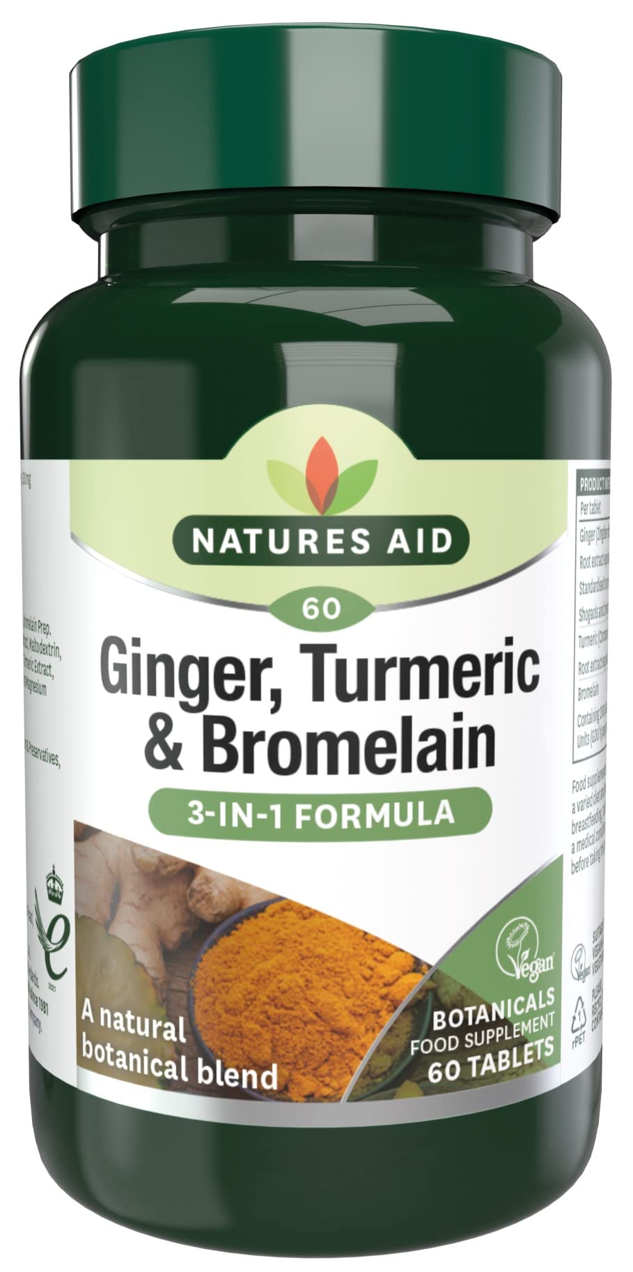 Natures Aid Ginger, Turmeric & Bromelain 60 Tabs (Pack of 3)