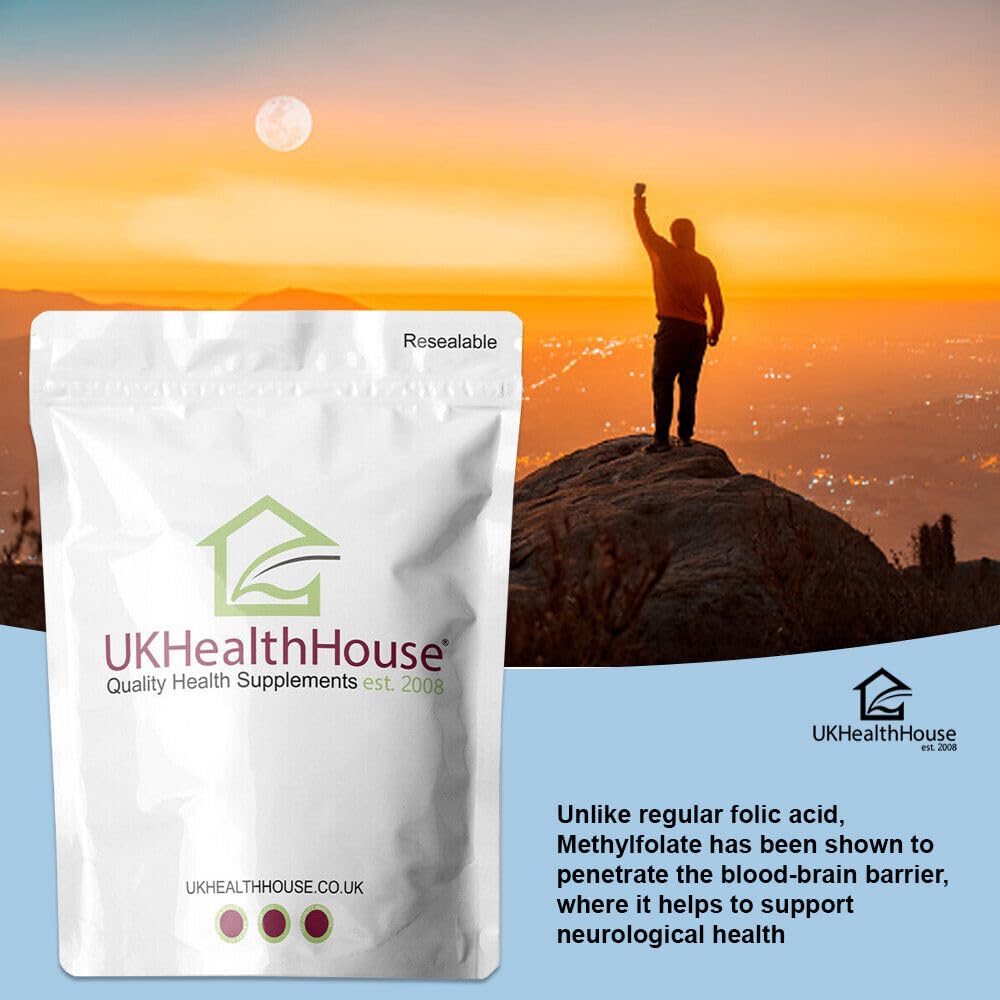 UKHealthHouse Methyl Folate 1000mcg - Tablets as L-5-MTHF Supplement 5-methyltetrahydrofolate – Highly biologically Active Form of Folic Acid/Vitamin B9 - Vegan UK (240 tabs)