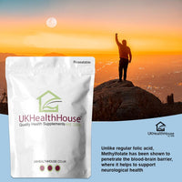 UKHealthHouse Methyl Folate 1000mcg - Tablets as L-5-MTHF Supplement 5-methyltetrahydrofolate – Highly biologically Active Form of Folic Acid/Vitamin B9 - Vegan UK (240 tabs)