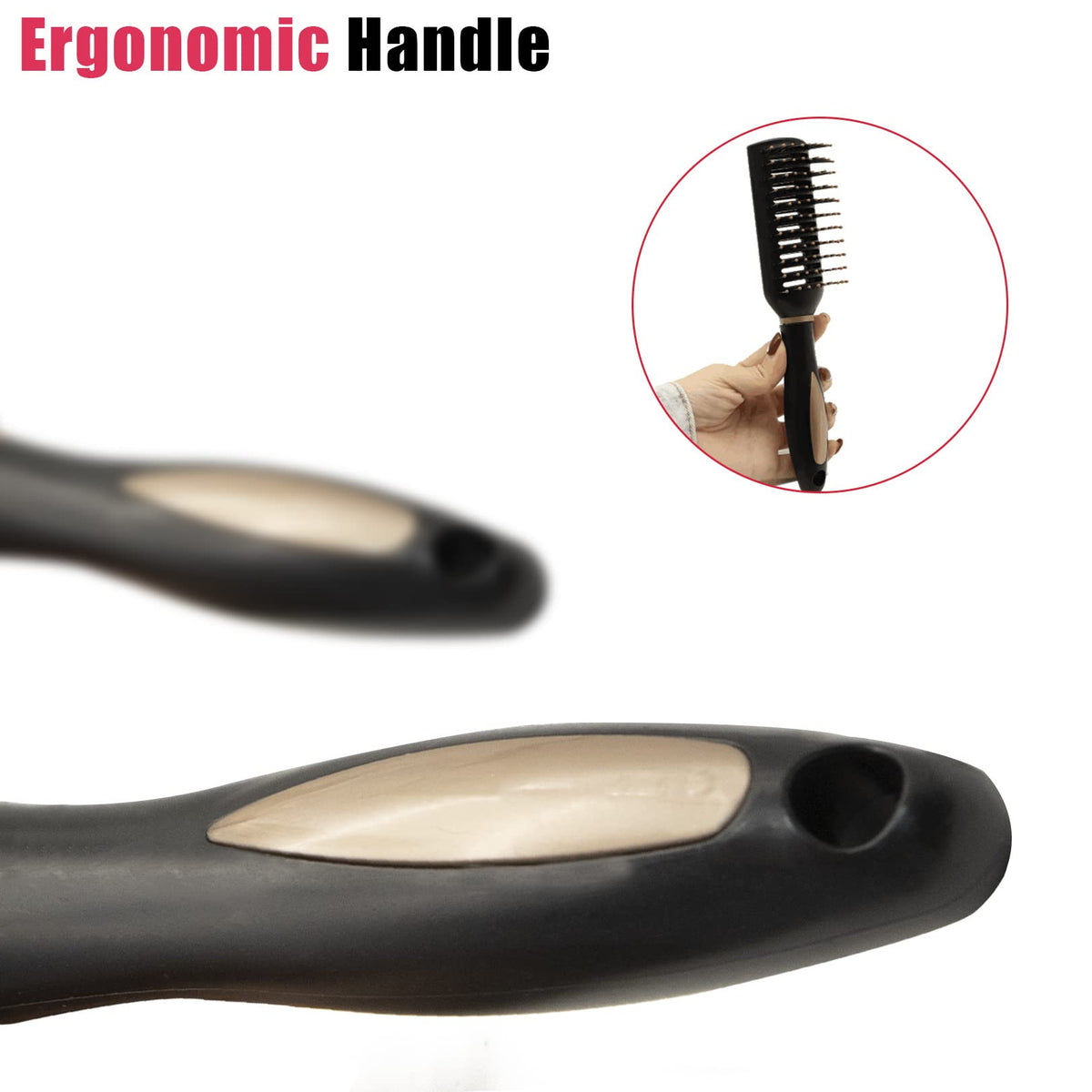 CODKU Vent Hair Brush, Detangling Vented Hair Brush for Men Women, 11 Row Hair Brush for Curly Hair, Vent Brush with Ball Tipped Bristles for Wet Dry Curly Straight Hair Blow Dry Brush,Black