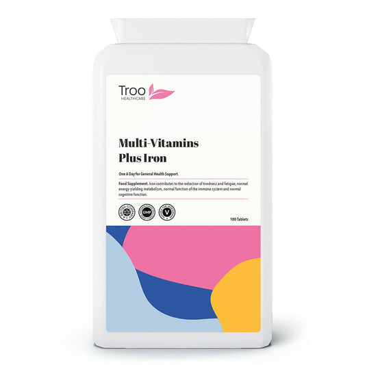 Multi Vitamins with Iron Supplement - 180 Tablets - Daily One A Day Multivitamin with Vitamin C, B, A and D – Immune Support Suitable for Men and Women - UK Manufactured to GMP Standards