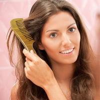 EQLEF Green Sandalwood Wide-tooth Natural comb, Large Sandal Wood Hair Comb Wooden Comb Anti Static Combs
