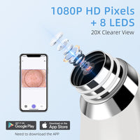 GUPAY Blackhead Remover Vacuum, Pore Vacuum with 1080p HD Camera Visible Facial Pore Cleanser with 4 Suction Heads, 5 Suction Power for Pimple Acne Whitehead Deep Cleansing Remover Tool