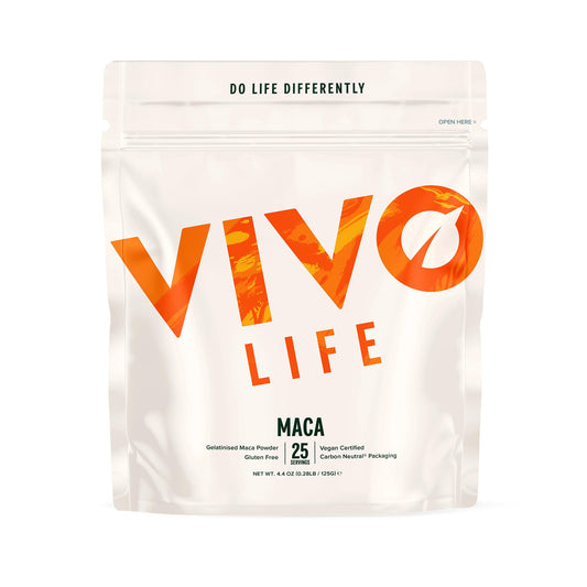 Vivo life Gelatinised Maca Powder - Hormone and Energy Support, from Peru, Vegan, Rich in B Vitamins - 125g