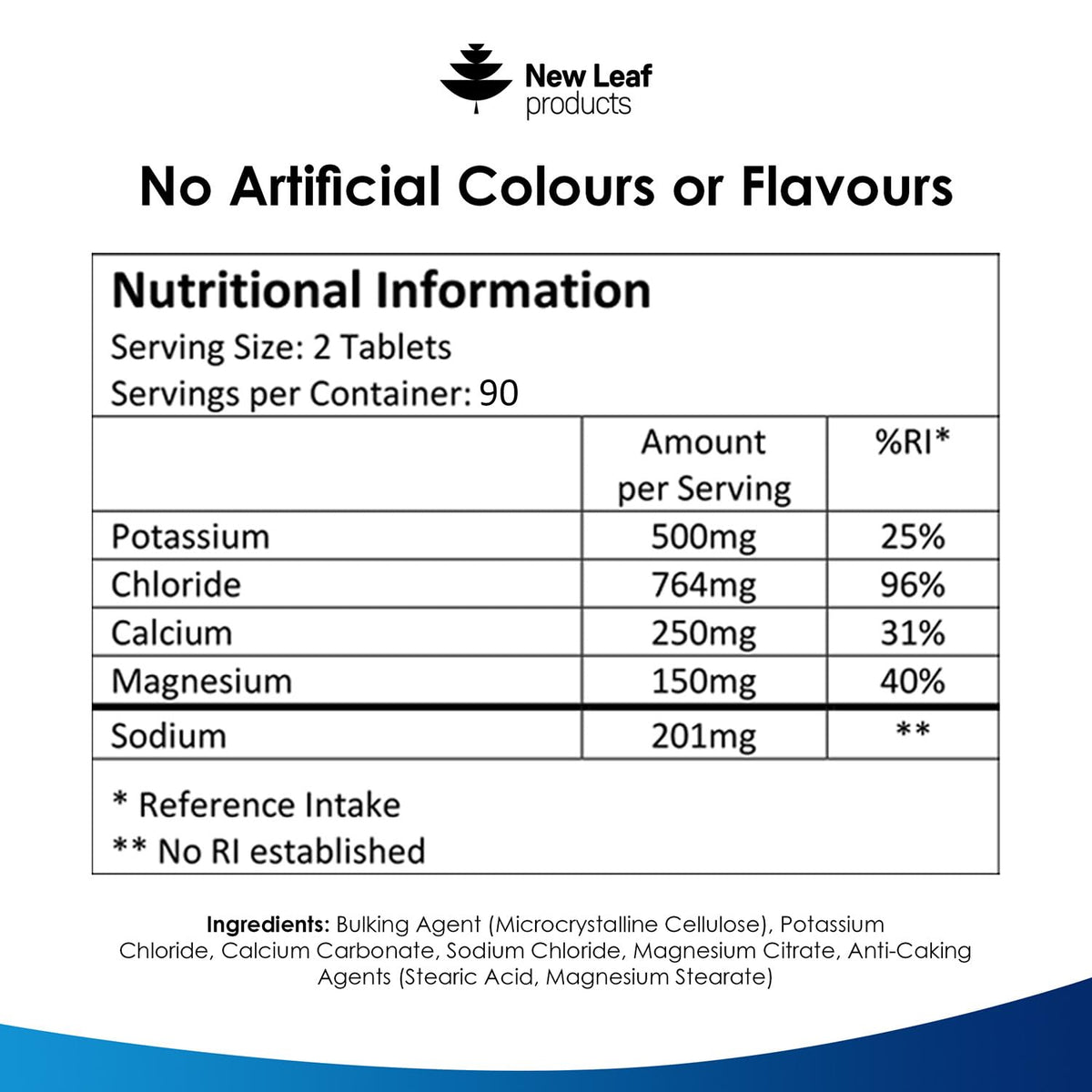 NEW LEAF PRODUCTS Electrolytes Tablets - High Strength Rehydration Tablets - with Potassium, Calcium, Sodium, Chloride, and Magnesium Fasting Keto Electrolytes Vegan Made in UK