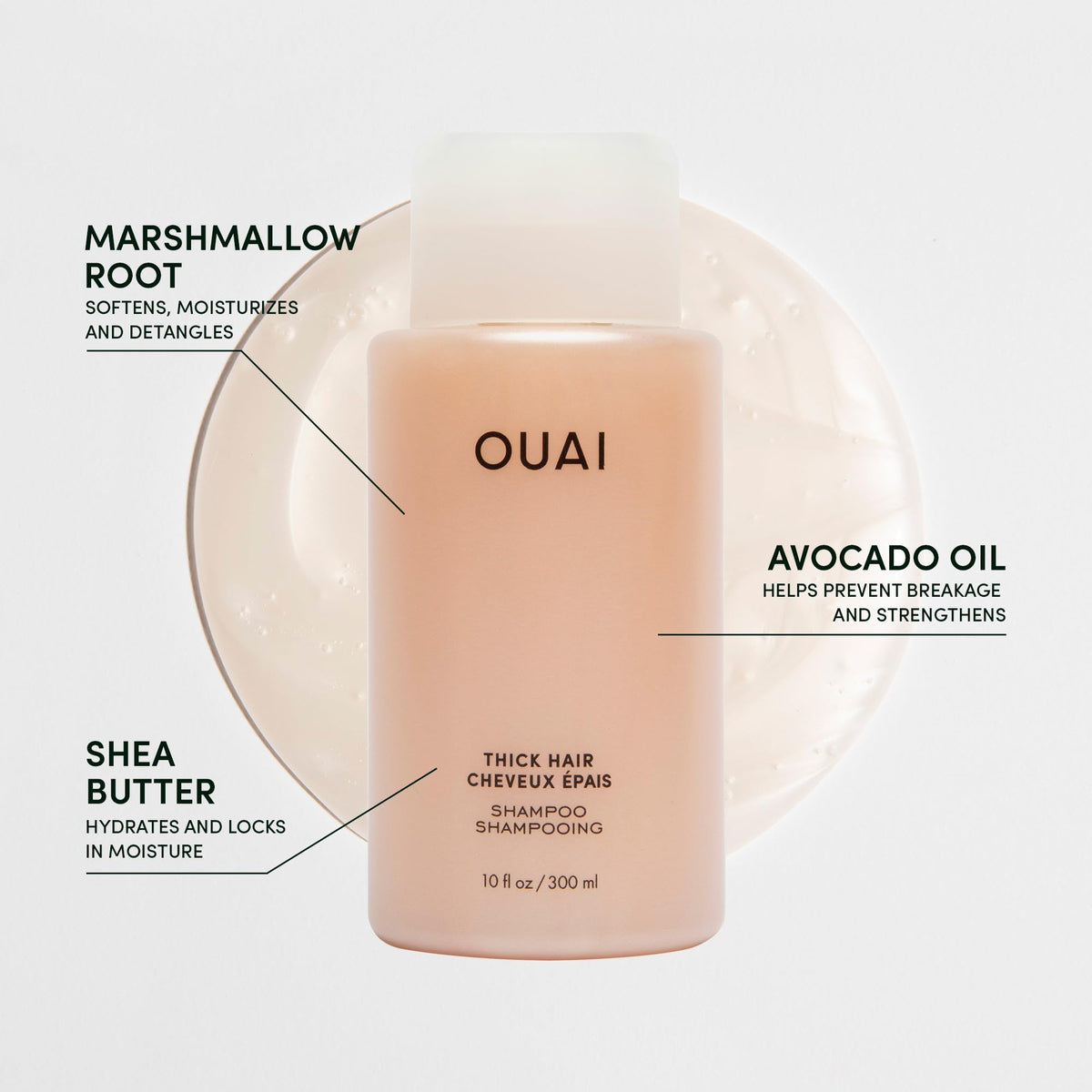 Ouai OUAI Thick Shampoo Travel Size - Moisturising Shampoo + Keratin, Marshmallow Root, Shea Butter & Avocado Oil for Thick Hair - Strengthens, Hydrates - Paraben, Phthalate, Sulfate Free Shampoo - 89ml