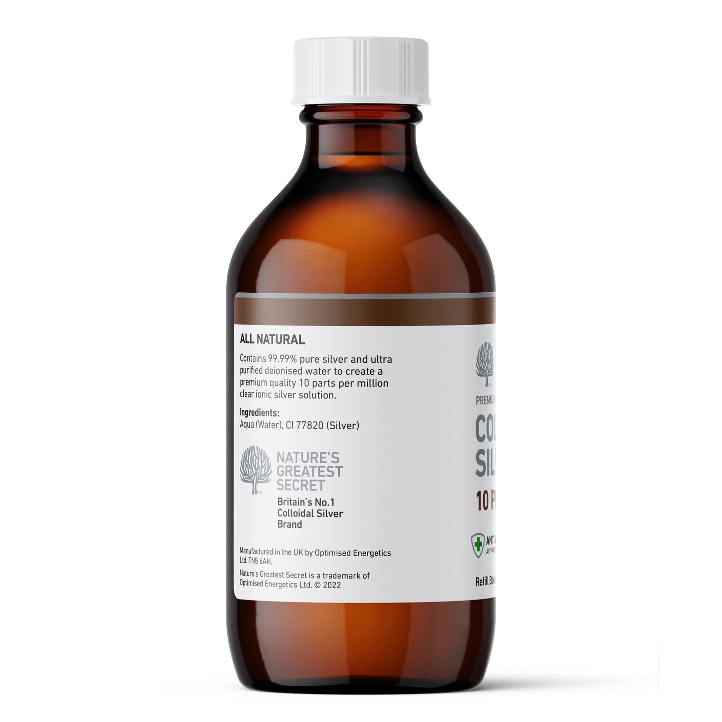 Nature's Greatest Secret Premium Quality 10ppm Colloidal Silver Bottle 300ml