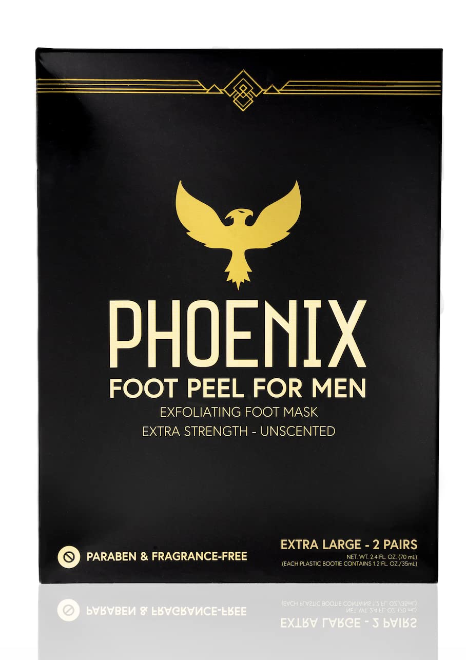 Phoenix Foot Peel for Men - Large - Extra Strength - 2 Pack - Callus Remover - Unscented - Paraben free